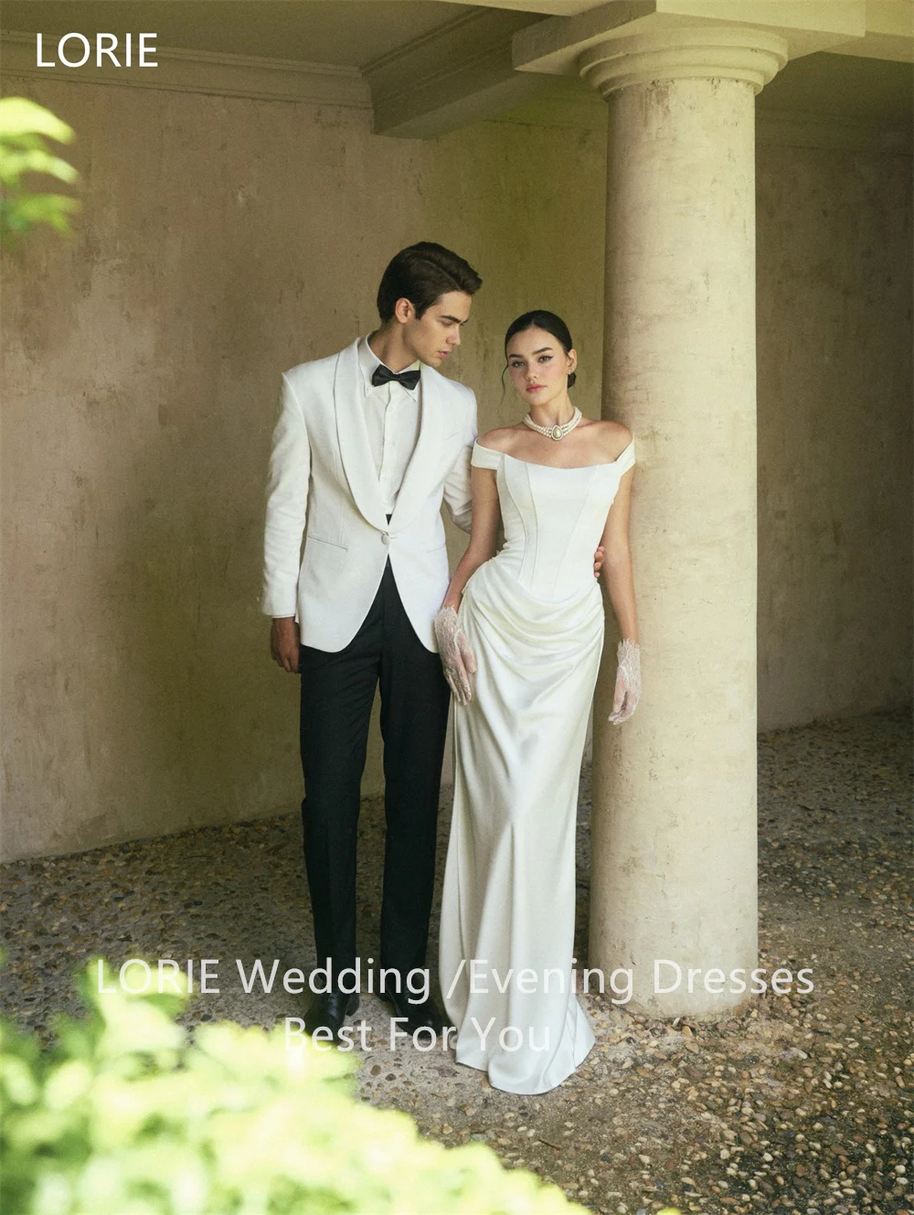 LORIE Elegant Satin Mermaid Wedding Dress Off The Shoulder Women's Wedding Dresses Tighten The Waist Bridal Gown 2026 Customized