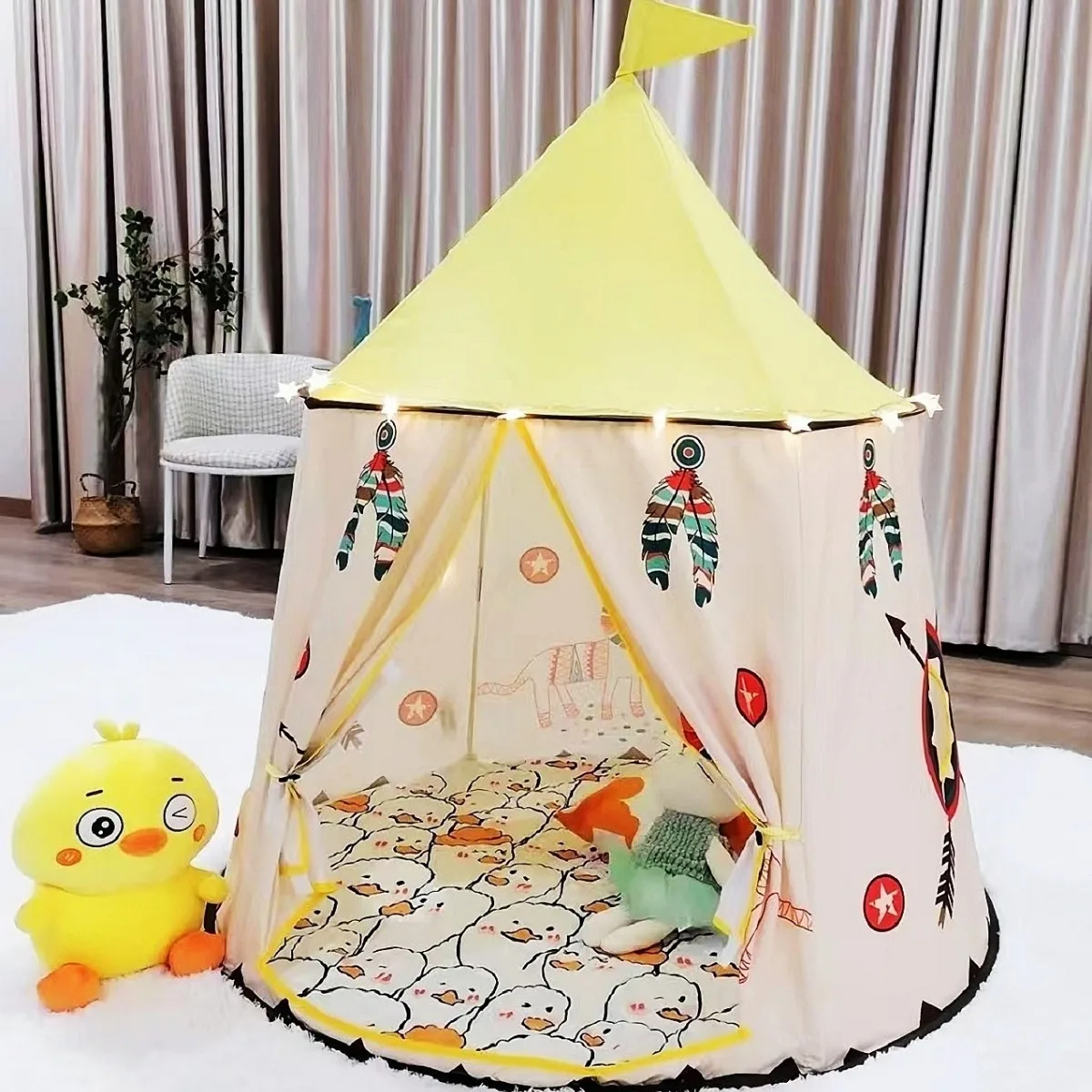Yurta infantil portátil con castillo y piscina de bolas