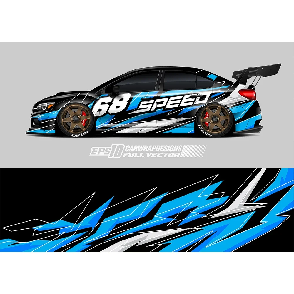 Abstract Triangle Stripes Full Body Racing RV Graphic Decals Vinyl Wrap Custom Size Color Changing DIY Car Full Wrap 400*100cm