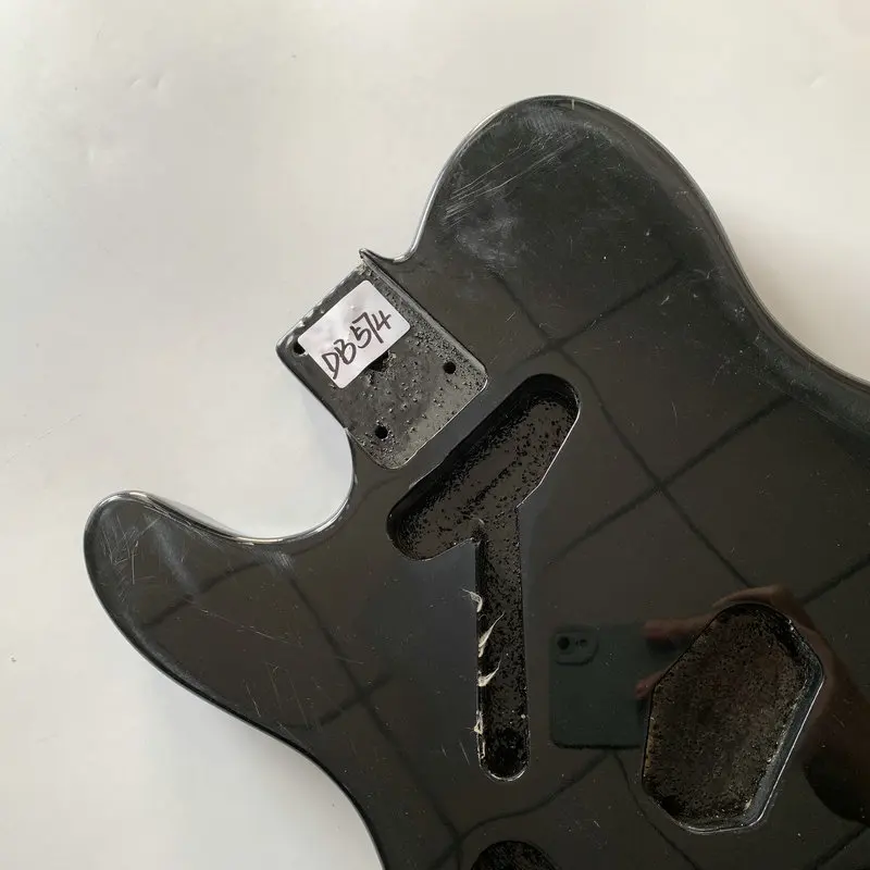 DB574/HB095 Left Hand TL Guitar Body Black Color in Solid Wood Unfinished Tele DIY Guitar Parts for Replace with Damages