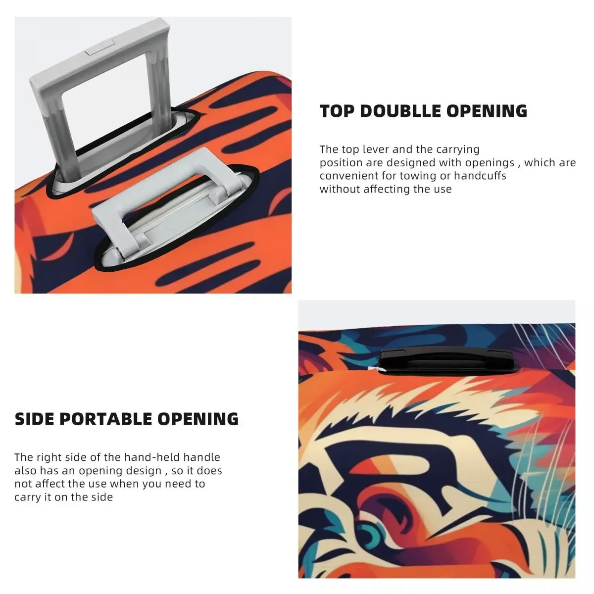 Tiger Suitcase Cover Holiday Illustration Colorful Illustration Practical Luggage Accesories Travel Protection image 4