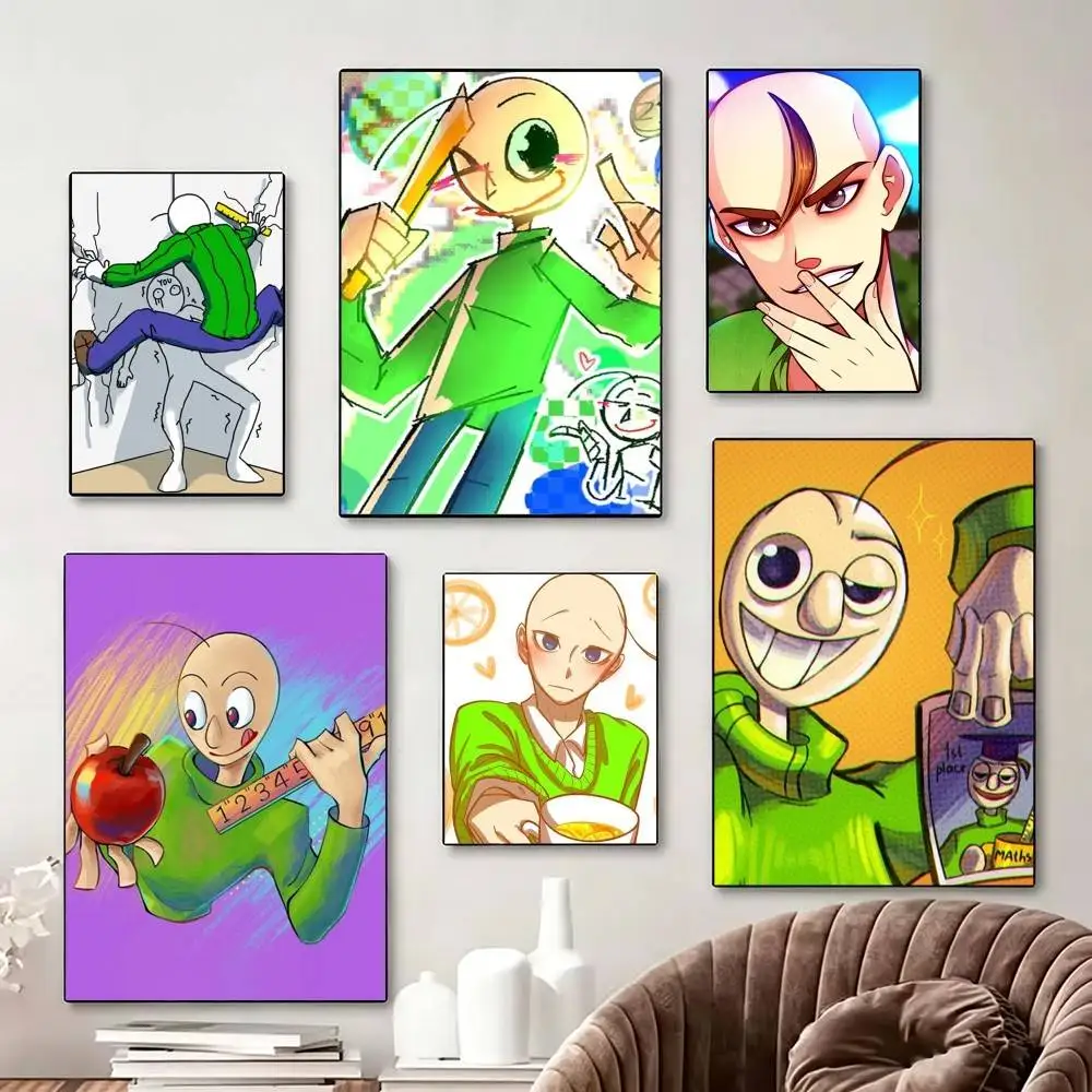 

Game B-Baldi funny Poster Perfect Space Sticker Self Adhesive for Office Home Theater Wall Art Decor Fancy Gift