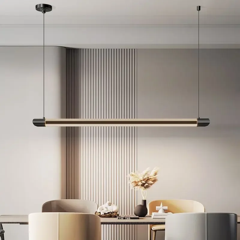 Italian minimalist high-end creative dining table lamp eye protection straight bar desk lamp pendant light