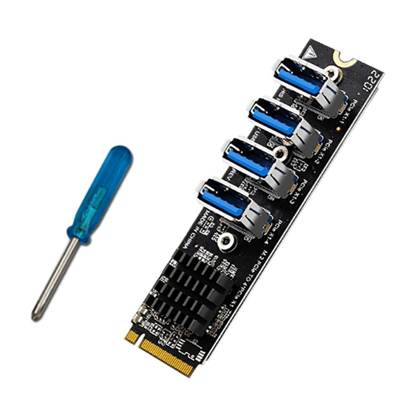 

Адаптер USB, M.2 М-ключ к 4 портам PCI-E X1 USB3.0, кабель-удлинитель графики ASM1184, карта майнинга для настольного ПК SSD HDD