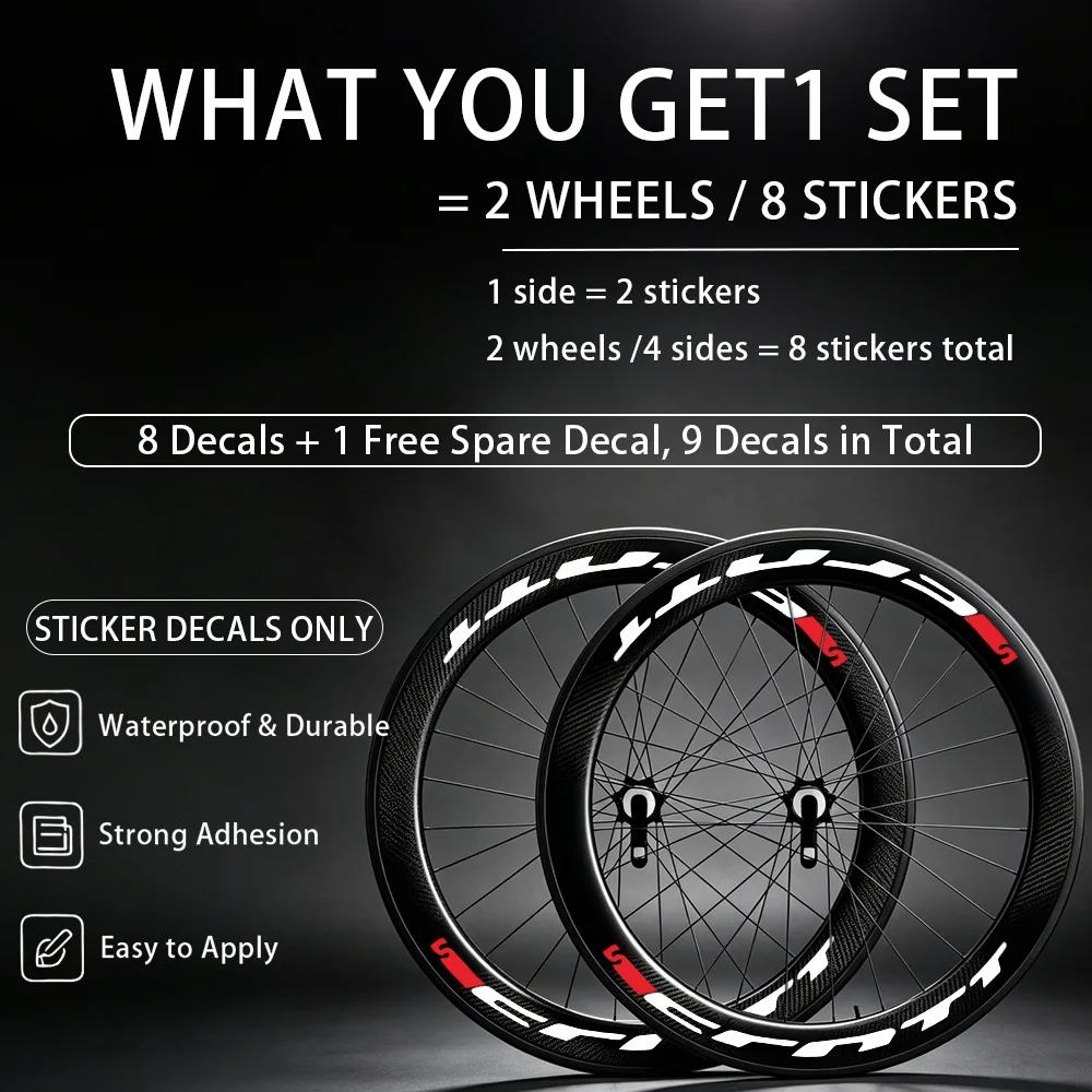 9Pcs/Set SCOTT Stylish Road Bike Rim Decals Strong Adhesive Easy To Install Personalized Decor Stickers For Cycling Wheel Rims