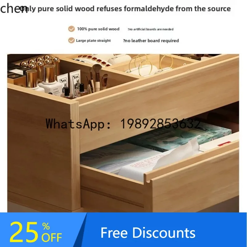 

New Dressing Table Storage Cabinet Integrated Bedroom Simple Modern Small Apartment Book Mirror Solid Wood Makeup Table