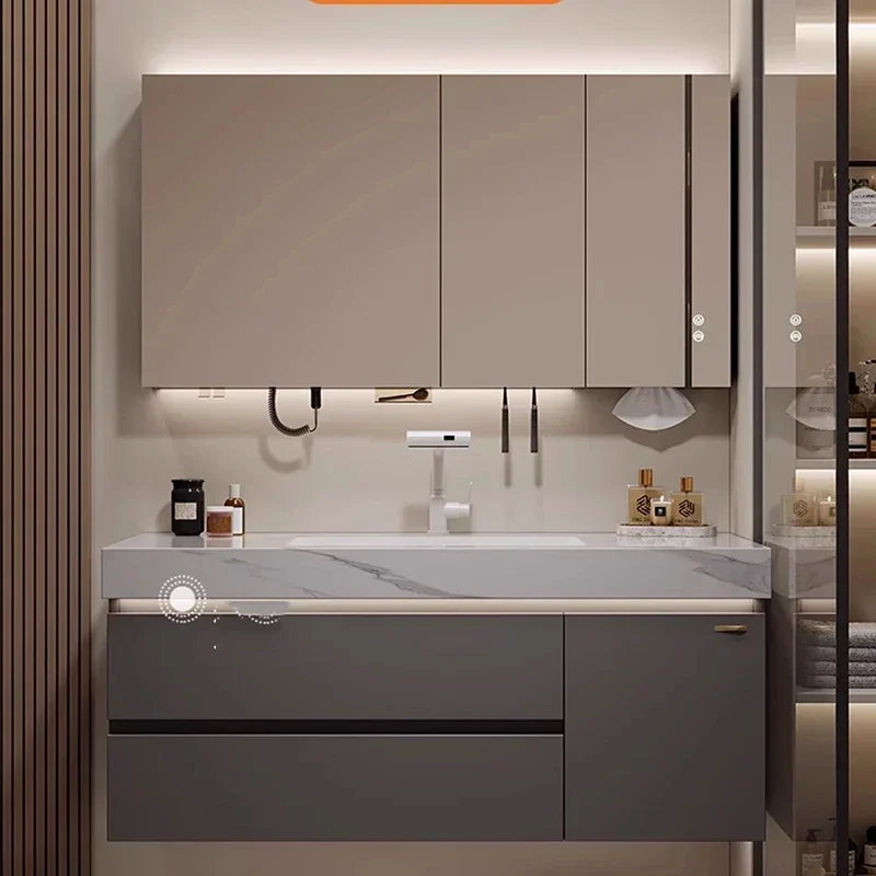 Moden Bathroom Accesories Cabinet Slab Ceramic Basin Wall Home Set Full Furniture Shelfs Sink Cabinet Hovedskapet Bathroom Home