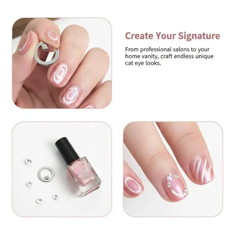 Anel Magnético 3D Oco Olho de Gato para Nail Art - Ferramenta Auxiliar Perfeita para Design DIY com Esmalte em Gel Magnético