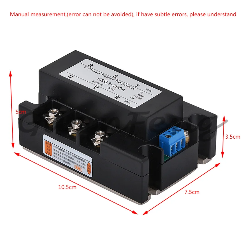200A Three‑Phase Solid State Relay, 4‑20mA 0‑5V to 380V AC Power Regulator Module for Industrial Voltage Adjustment