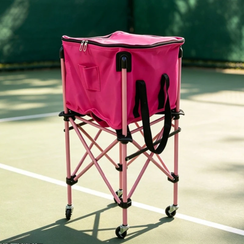 Foldable Tennis Storage Cart Large Capacity Tennis Coach Car Sturdy Durable Pickleball Carts Movable Portable Sports Accessories
