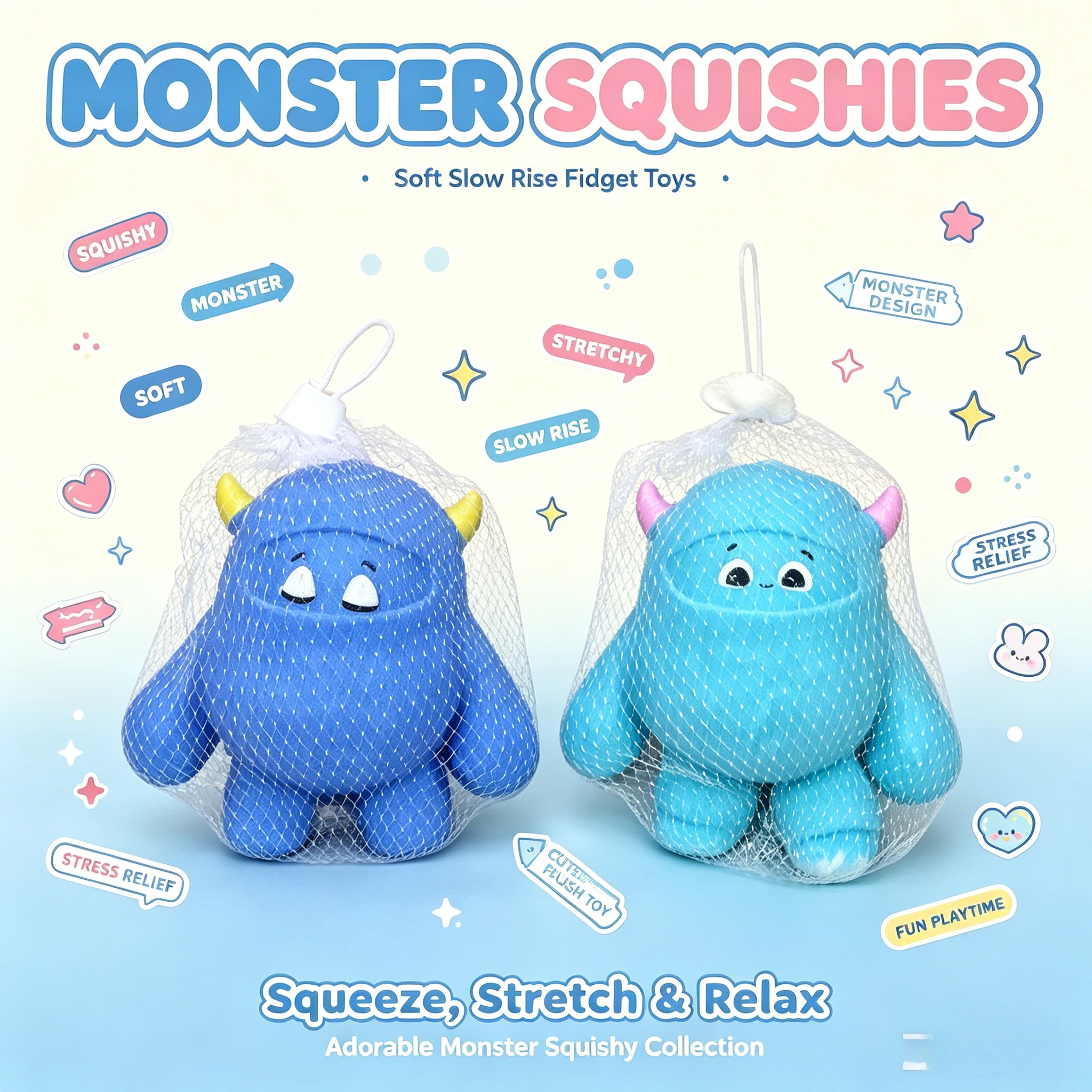 Juguete antiestrés de monstruo de nieve blandito de subida lenta, diseño de mascota adorable, elástico, duradero, agarre táctil antiadherente, ligero, portátil, para calmar la ansiedad, regalo adorable para ella y él