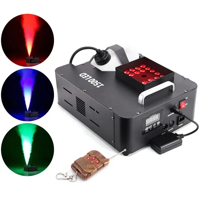 Stage 1500W RGB LED Fog Machine 24x9W Vertical Smoke Machine DMX512 For Disco Party Wedding Bar Equipment