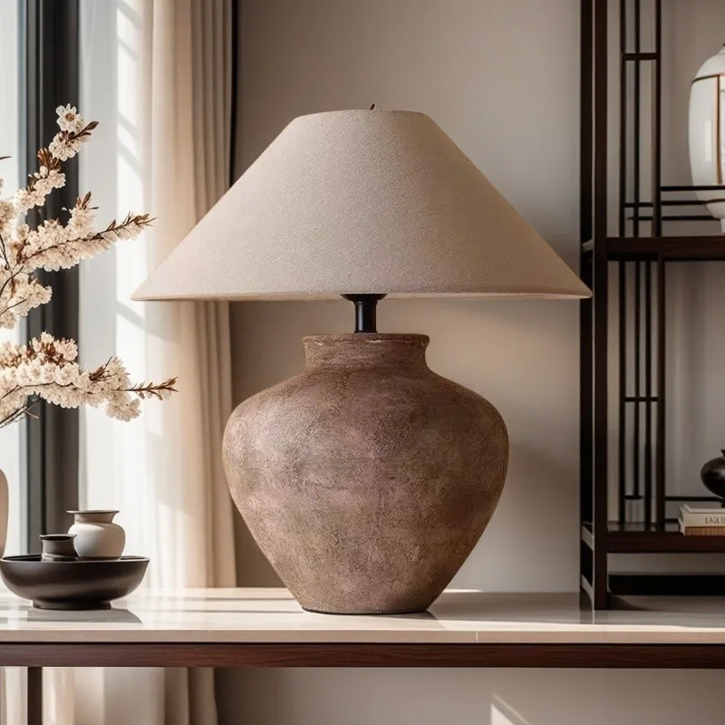 Ceramics LED Desk Lamp Retro Eye Protection Table Lamps Hotel Bedroom Bedside Lighting Light Pastoral Style Decorating Lights