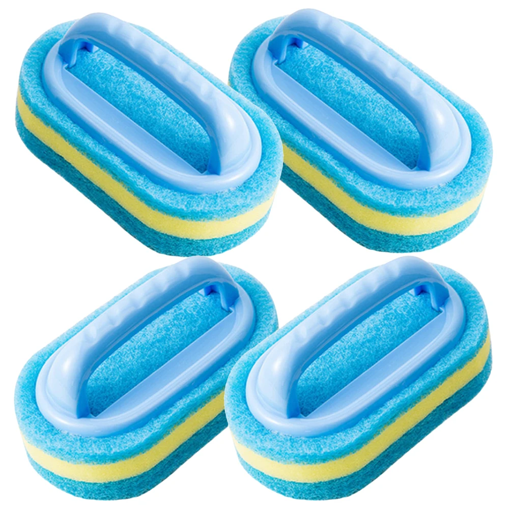 

4pcs Kitchen Cleaning Brush Sponge Scrub Dishwasher Blue Opp Bag Ergonomic H Durable Material Grease Dirt Wok Pans Sheets