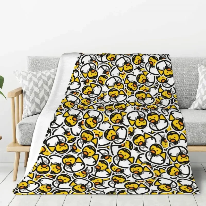 Custom Yellow Cartoon Animal Rubber Duck Blanket 3D Print Soft Flannel Fleece Warm Throw Blankets Home Bedroom Sofa Bedspreads