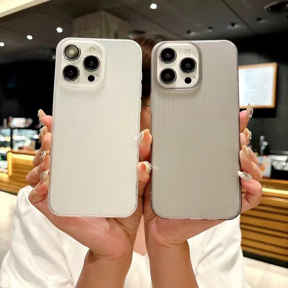 Funda suave de silicona con patrón corrugado de lujo para iPhone 16, 15, 14, 13, 12 Pro Max 11, cubierta ultrafina transparente mate, carcasa antideslizante
