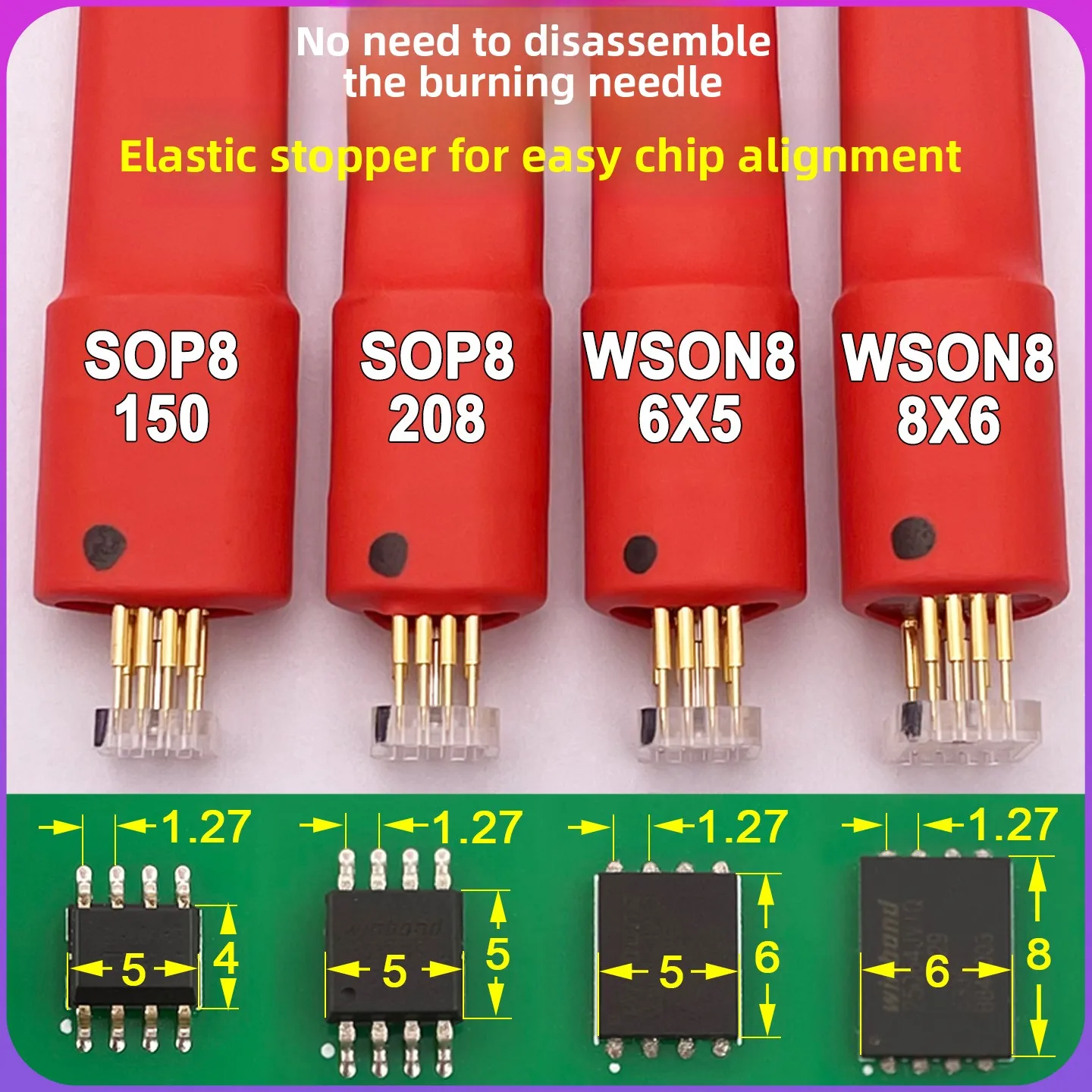 BIOS Programming Clip for SOP8/WSON8 – Memory Chip Read/Write Tester with 8-Pin Spring Loaded Probe for EEPROM/Flash ICs
