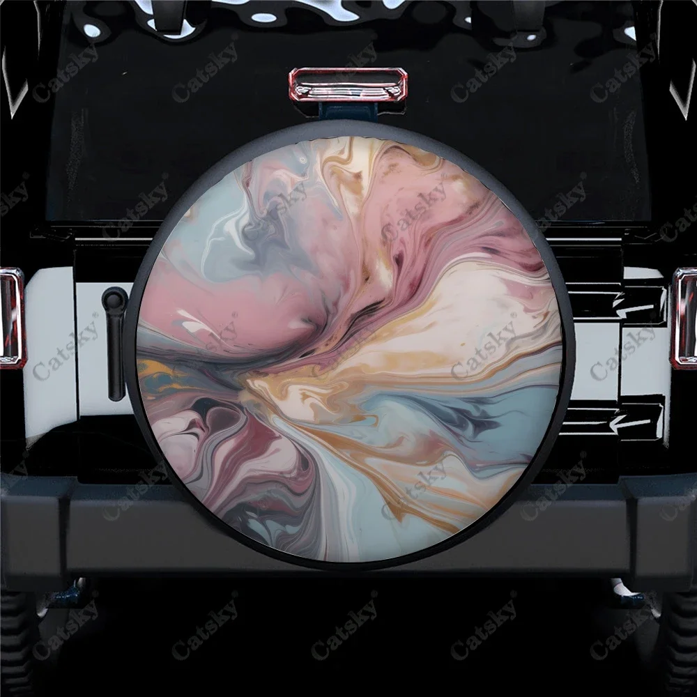 Natural Luxury Abstract Fluid Art Pattern Polyester Universal Spare Wheel Tire Cover Wheel Cover for Trailer RV SUV Truck Camper