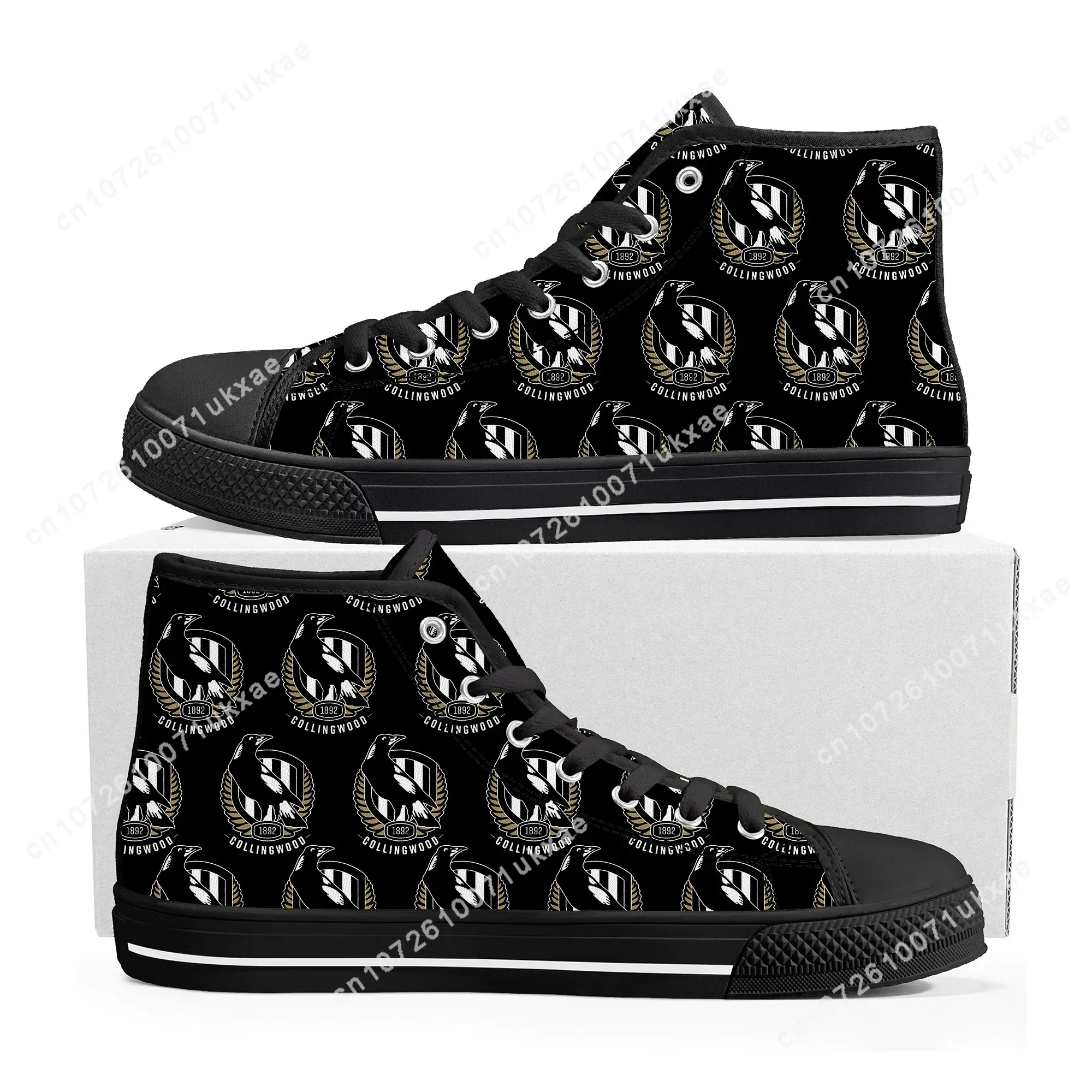 Collingwood Magpies Australian Football High Top Sneakers Mens Womens Teenager High Quality Canvas Sneaker Shoe Custom Shoes