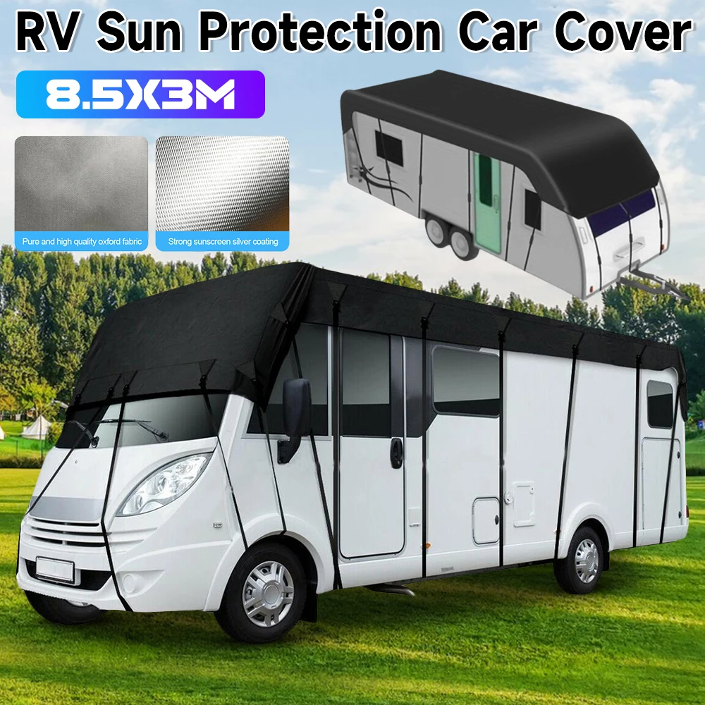

8.5x3m RV Sun Protection Car Cover Foldable Motorhome Roof Cover Waterproof Caravan Rooftop Tarpaulin For RV Travel Car Supplies