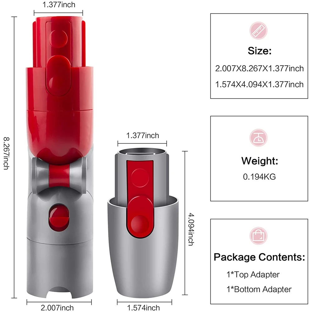 Top Adapters Replacement for Dyson V7 V8 V10 V11 Vacuum Cleaner, Quick Release Converter Bottom Adapter 967762-01