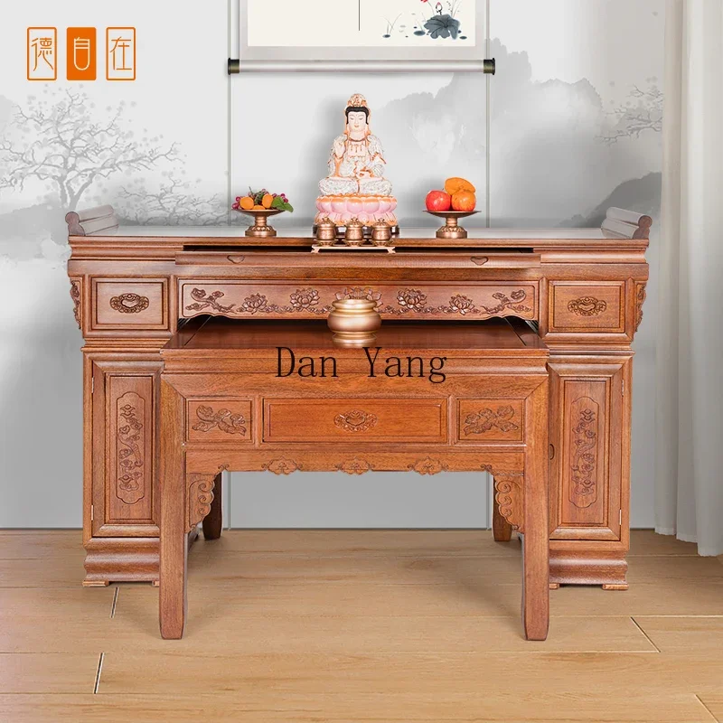 Cyh solid wood central hall shrine table shrine offering Buddha God of Wealth case table offering table