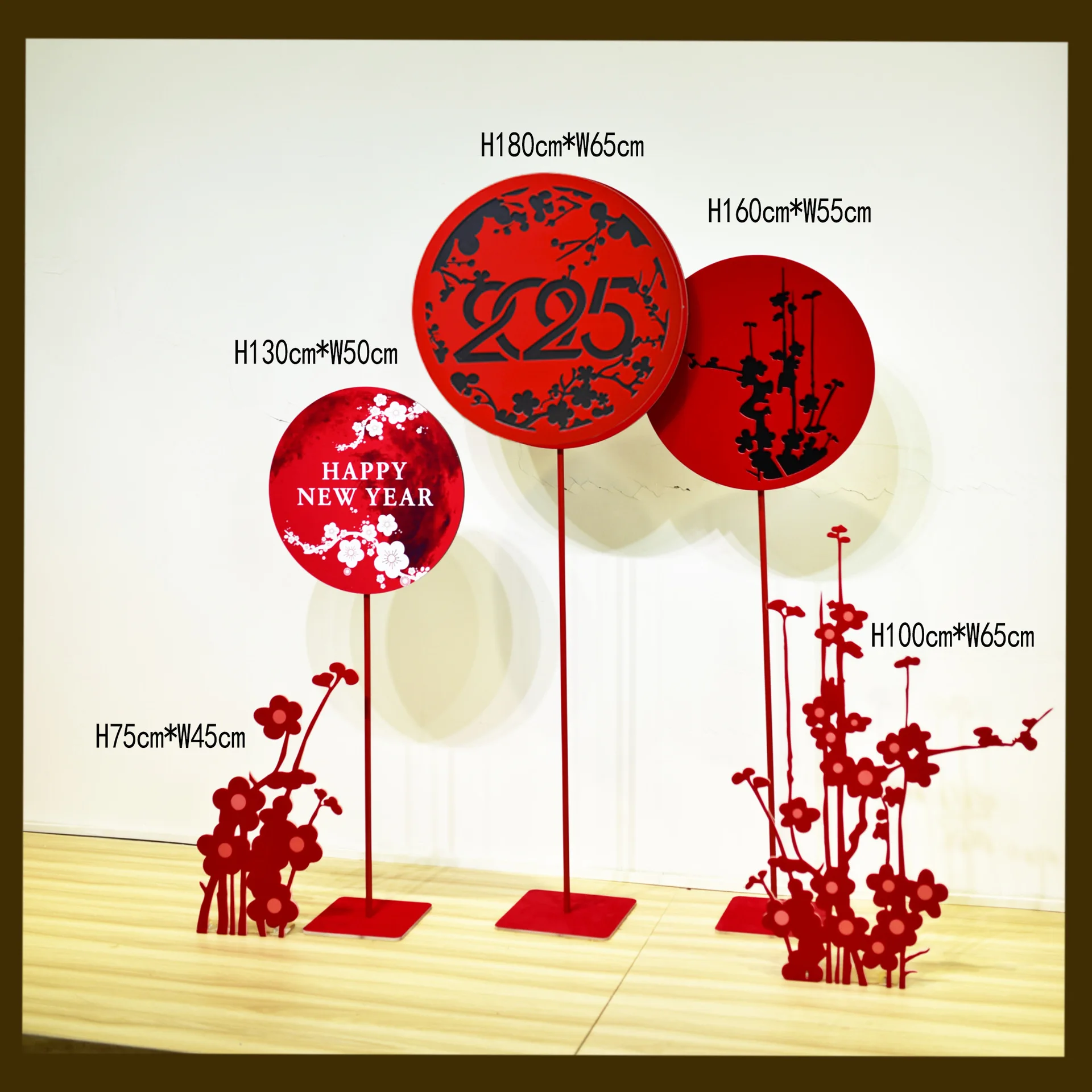 

Chinese red element window display plum blossom scene decoration living room office Spring Festival ornaments