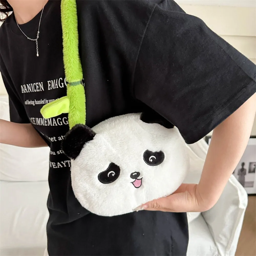 Bolso cruzado de Panda de peluche para niños, bolso de hombro suave de dibujos animados, bolso de muñeca de Animal relleno para niños, accesorio de juguete de regalo