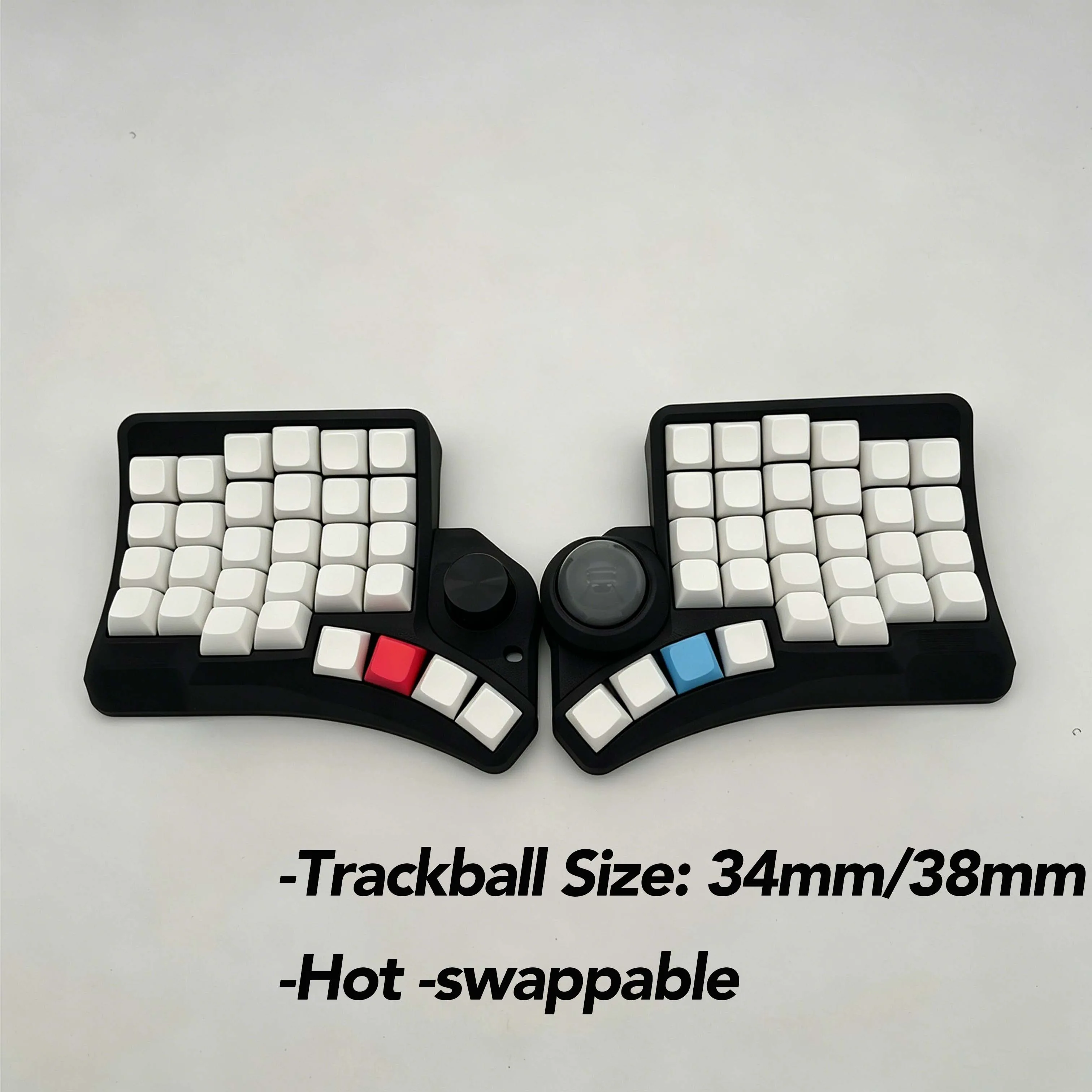 HPD V2 Wireless Bluetooth Curved Split Mechanical Keyboards Kit With Trackball Knob nrf52840 Support Hot Swap ZMK 550mAh Battery