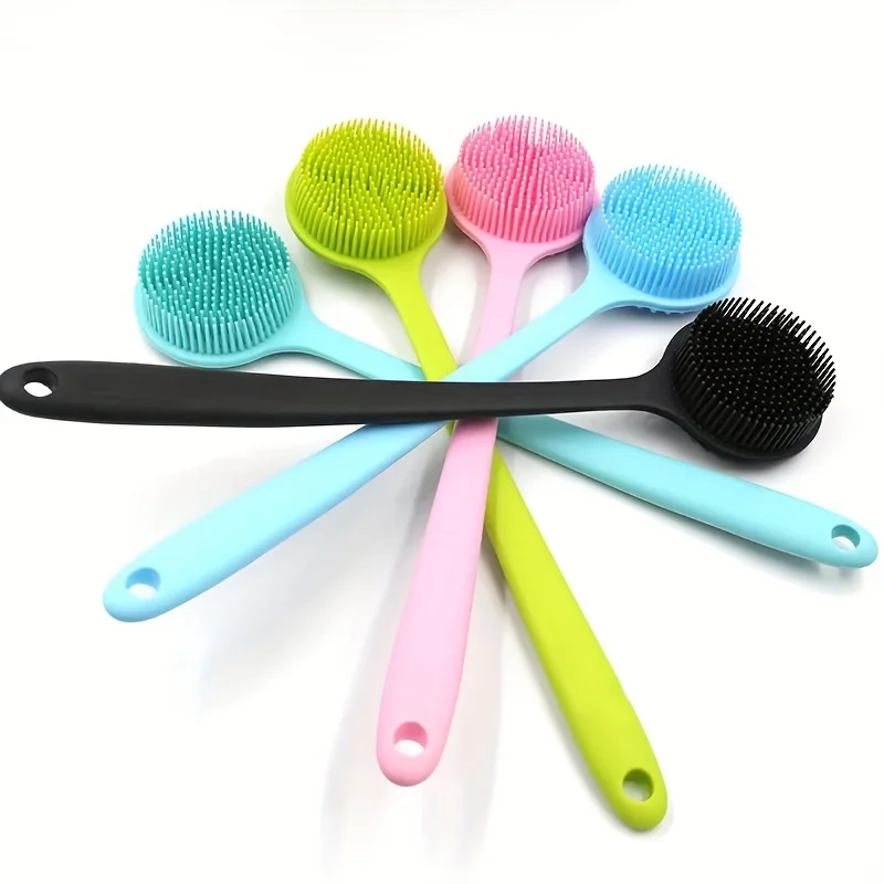 1pcs Silicone+Nylon core Back Scrubber for Shower Bath Body Brush with Long Handle