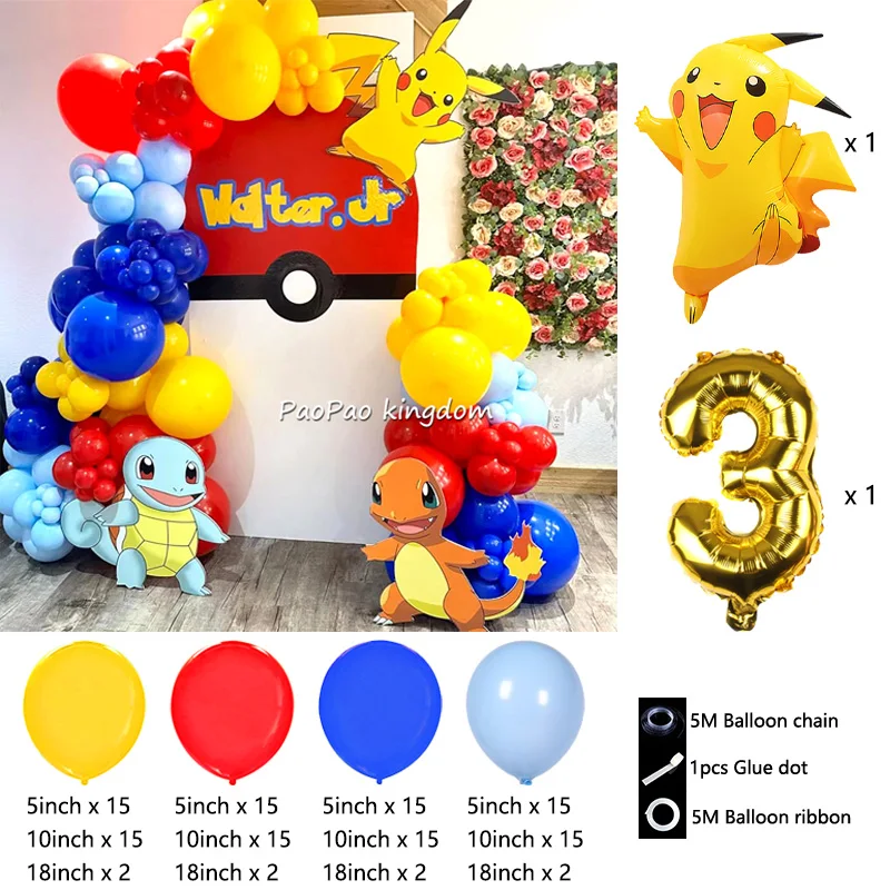 Liebliches Pikachu-Themen-Ballon-Dekorationsset Cartoon-Folienballons Blitzballon-Set Kindergeburtstags-Party-Deko-Zubehör – Detail 12