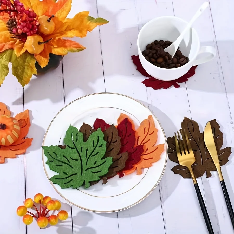 Rustic Wood Maple Leaf Coaster Fall Harvest Table Ornaments Wooden Leaf Placemat for Thanksgiving Dinner Home Table  DIY Decor