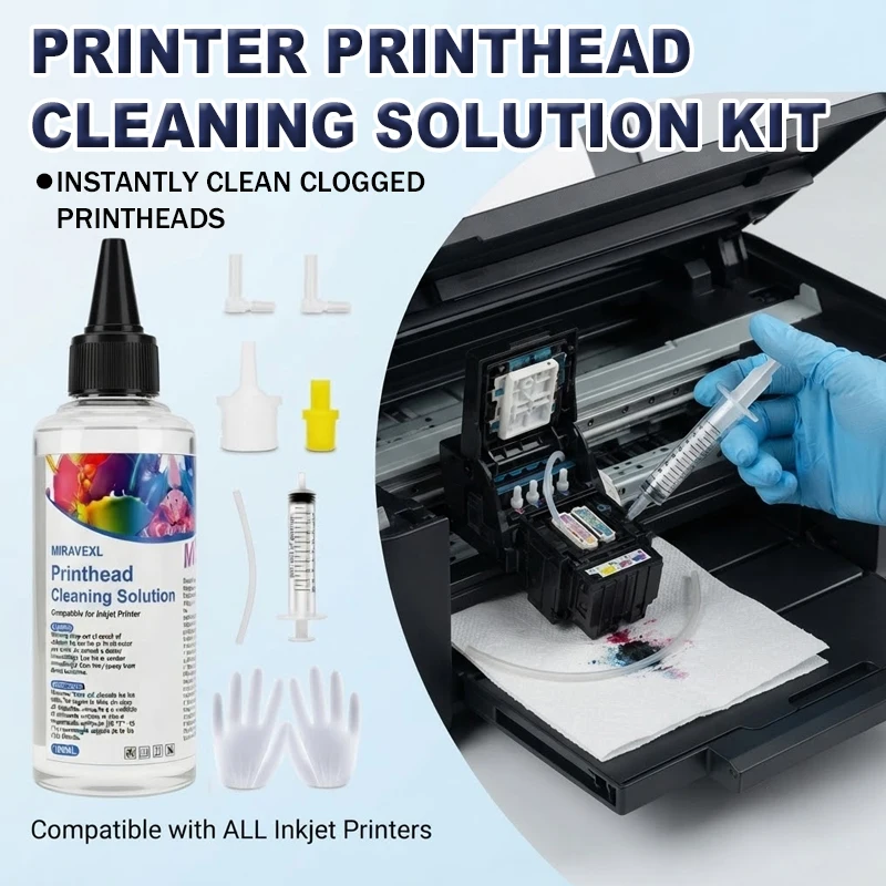 Effective Inkjet Printer Printhead Cleaner Kit with Tools for Unclogging Nozzles to Restore Print Quality Quickly - MIRAVEXL