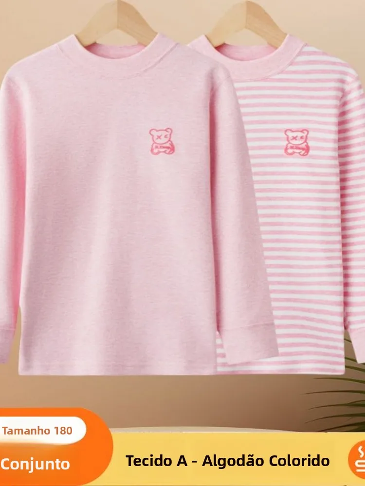 warm-mid-neck-fleece-lined-children's-thermal-top-boneless-color-cotton-base-layer-shirt-for-boys-and-girls-teenage-youth