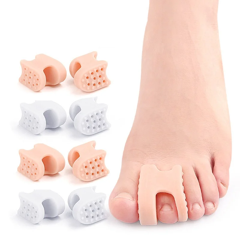 1Pair Toe Separator Thickened Single Hole Toe Splitter Hallux Valgus Bunion Orthotics Feet Thumb Adjuster Correction Pedicure