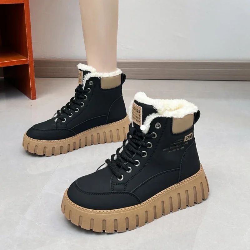 Platform Snow Boots Women 2023 New in Casual Sports Skateboard Shoes Winter Fashion Plus Fur Warm Ankle Boot Footwear Sneaker