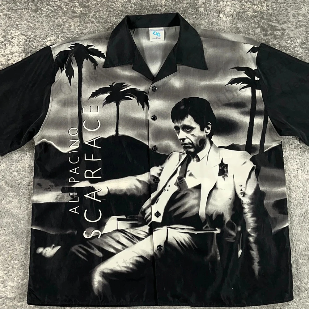 Movie Scarface Hawaiian Shirt Tony Montana 3d Print Shirt Men Women Fashion Short Sleeve Casual Shirts Blouse Elastic Polyester