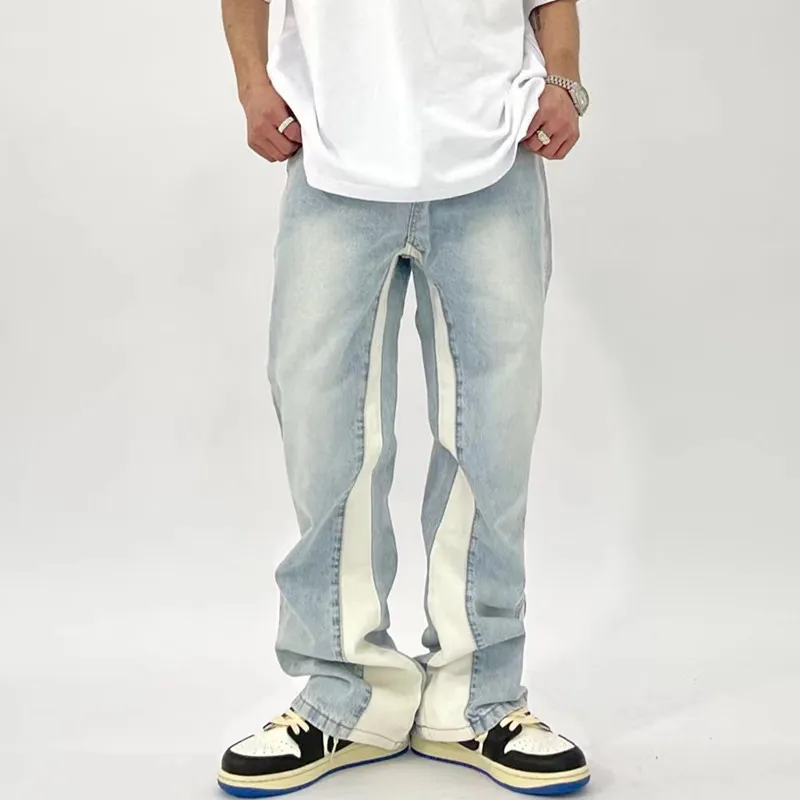 2026 Neue Mode Patchwork Retro Washed Baggy Herren Schlagjeans Hip Hop Gerade Damen Vintage Denim Hosen Pantalon Homme – Detail 7