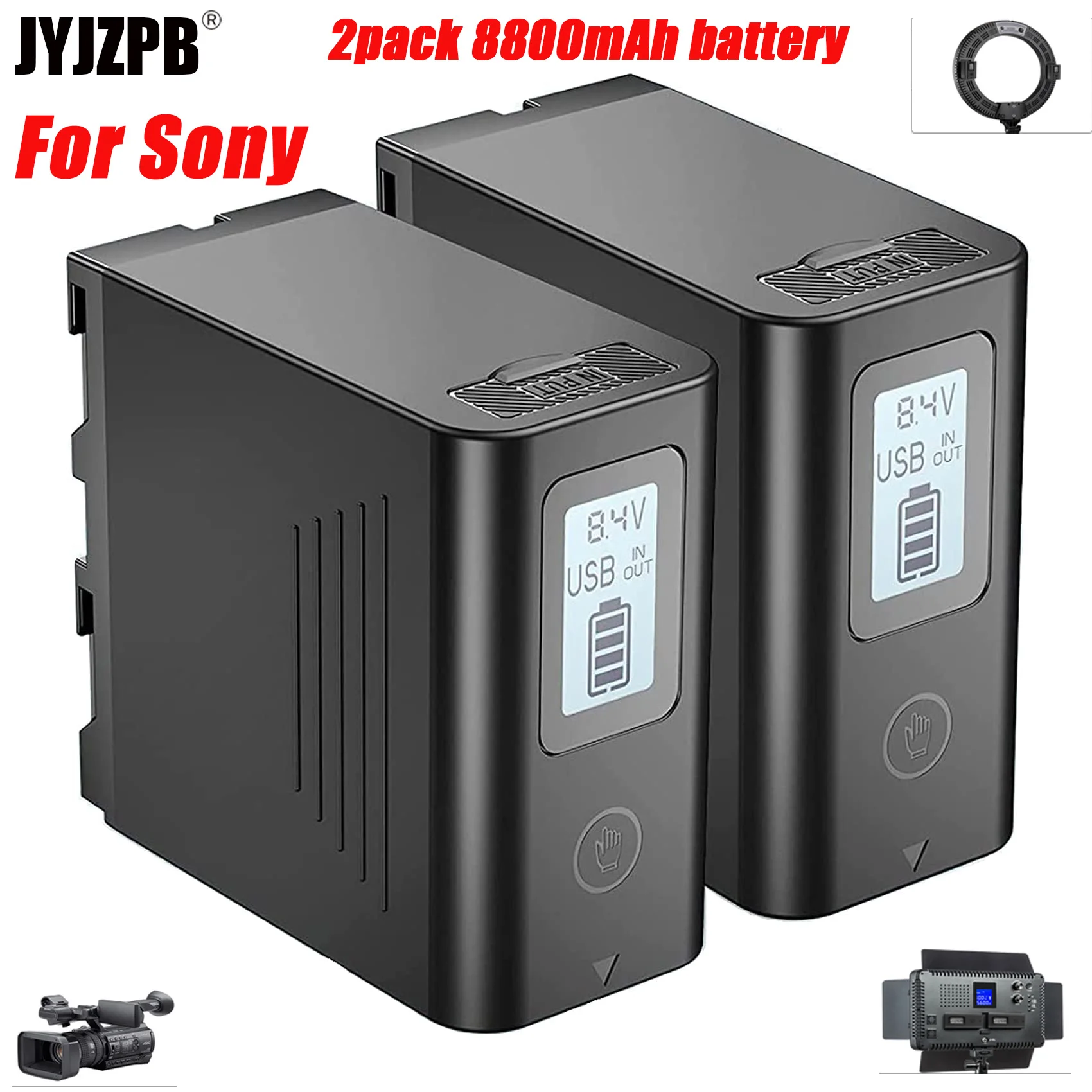 

2Pack NP-F970 digital Battery 8800mAh Replacement Battery for Sony NP-F970 F750 F550 for Monitor LED Video Light Camcorder