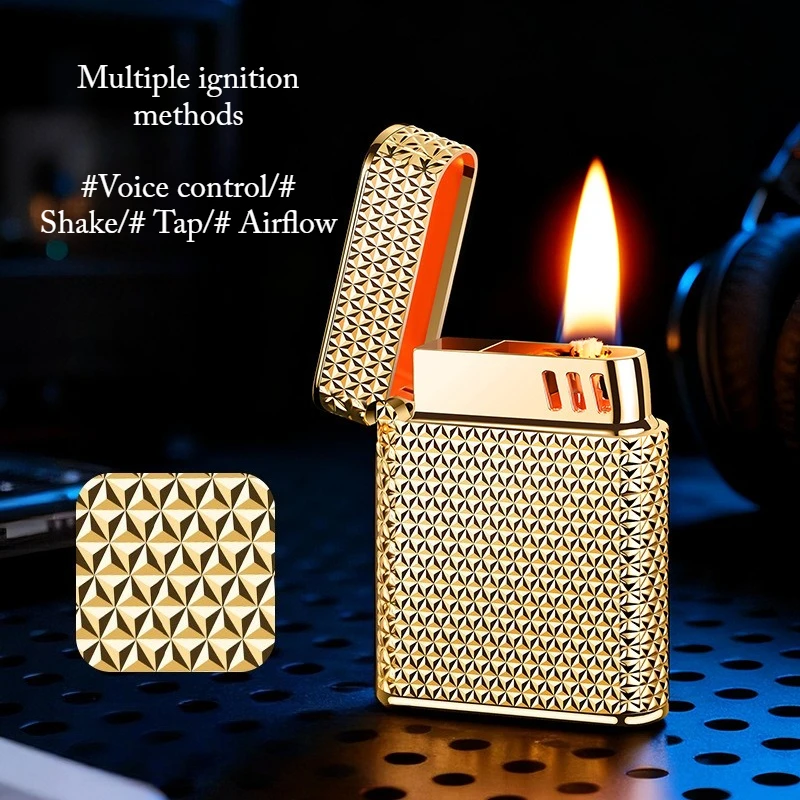 

Mini Paris Nail 3D Relief Sound Control Oil Electric Integrated Lighter Classic Open Flame Metal Lighter Men's Business Gift
