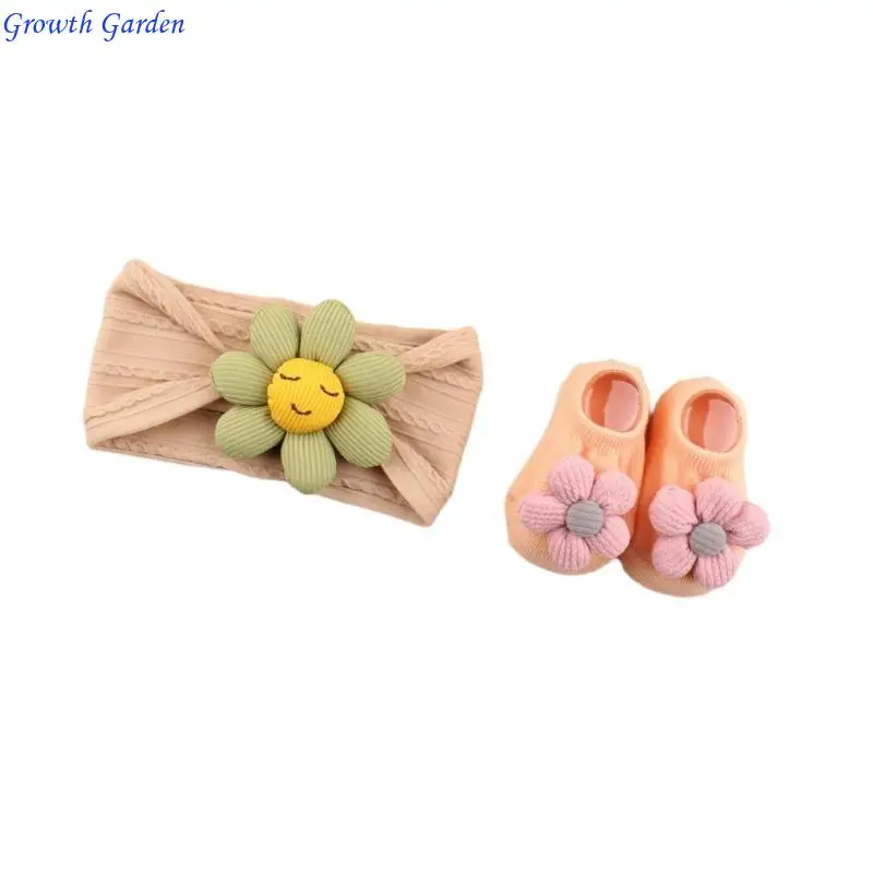 

Baby Headband & Socks Set Nylon Headband with Sock for Infants Aged 0 to 1 Year E65D