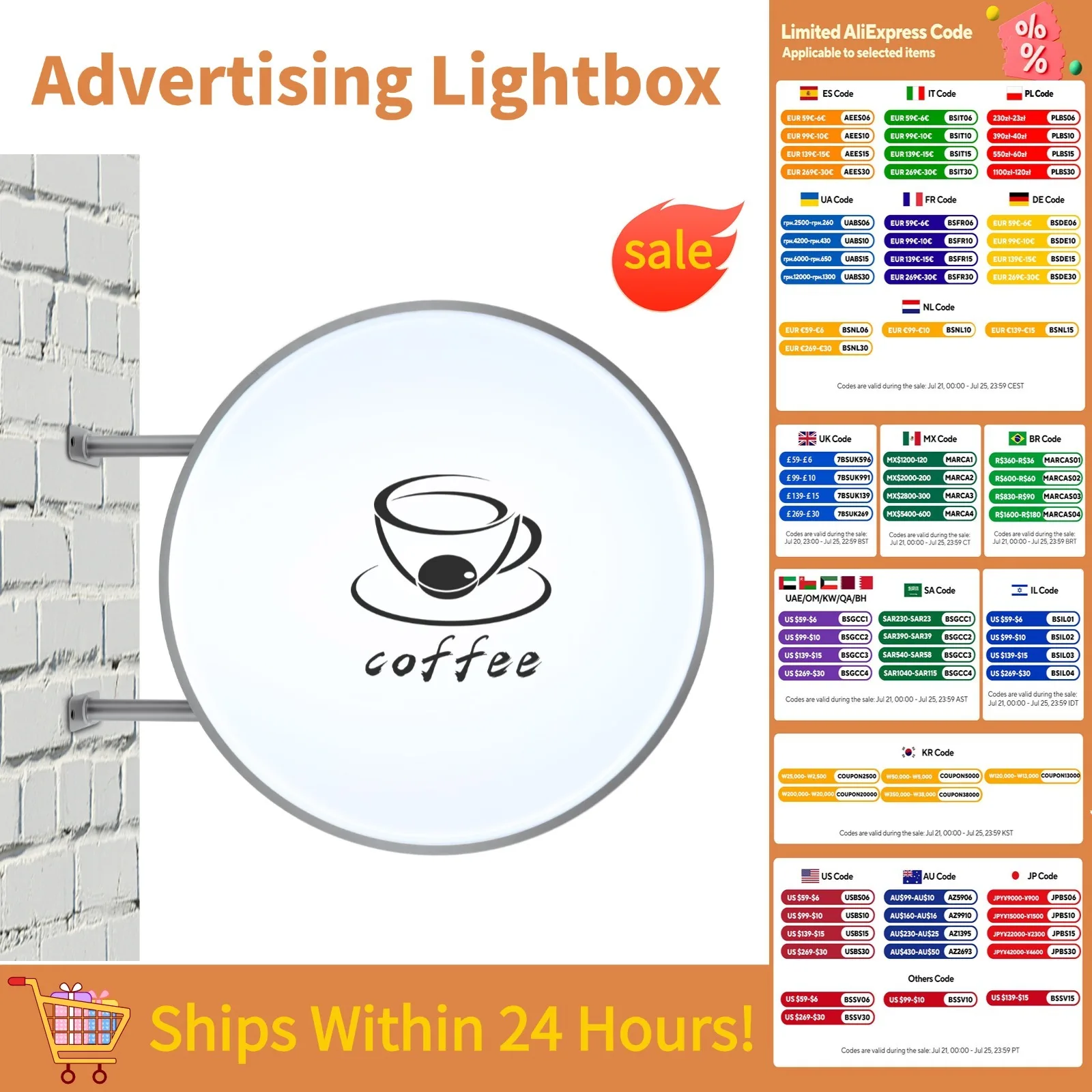 

220 В светодиодный двусторонний круглый световой короб, круглый тротуар, неоновая вывеска, водонепроницаемый рекламный щит, рекламный лайтбокс 60 см/50,8 см