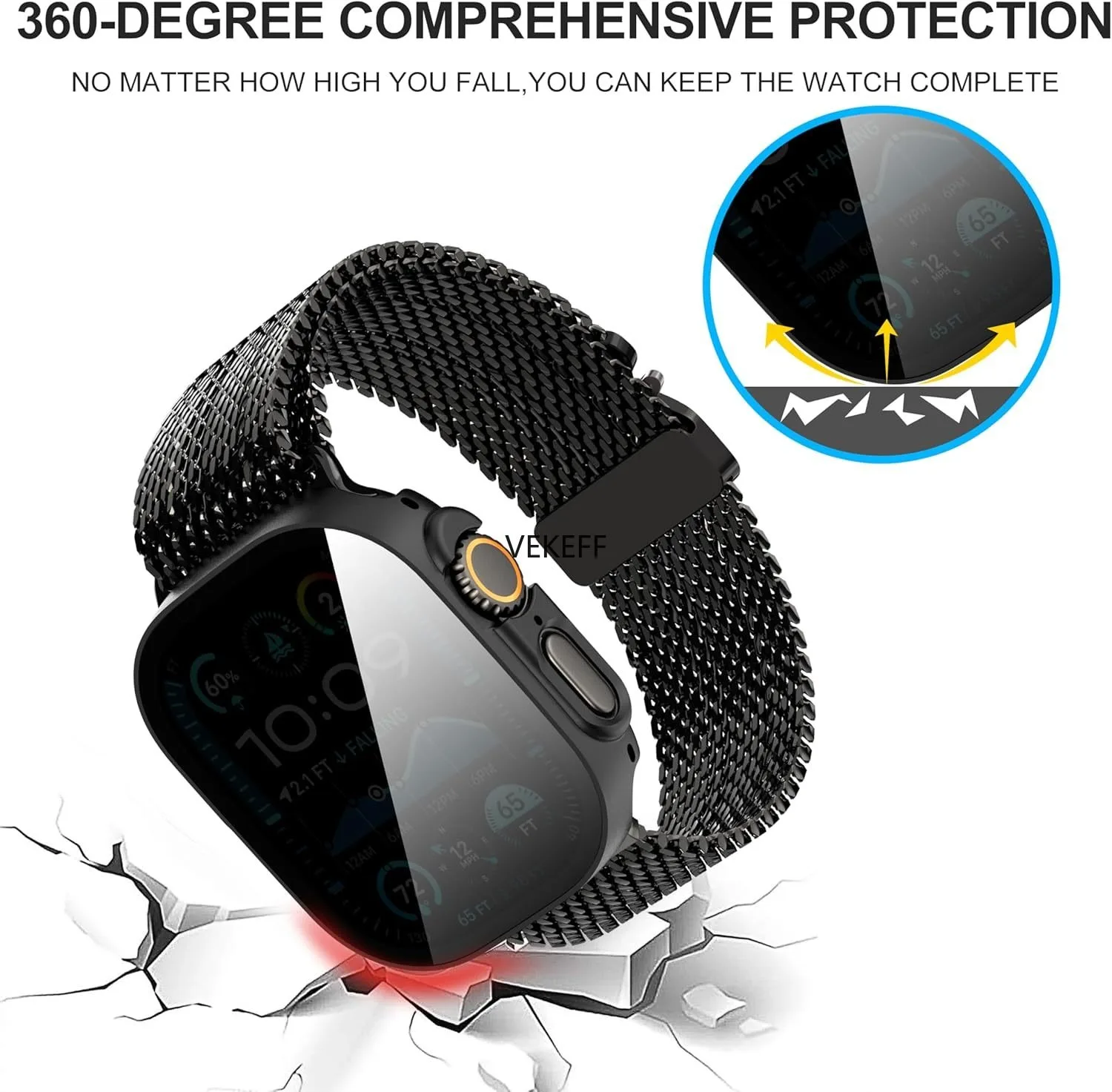 3 عبوات لساعة أبل الترا 3/2/1 49 ملم حافظة حماية لشاشة الخصوصية