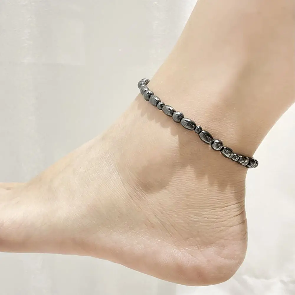 Magnetic Magnetic Beaded Bracelet Black Gallstone Beaded Design Magnetic Bracelet Stretch Obsidian Stone