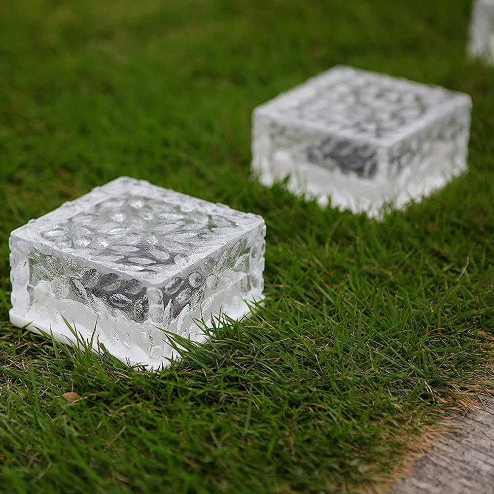 

2pcs Brick Lights Outdoor Garden Pathway Yard Lawn Decorative Landscape Cube Solar Powered Ground Light For Courtyard