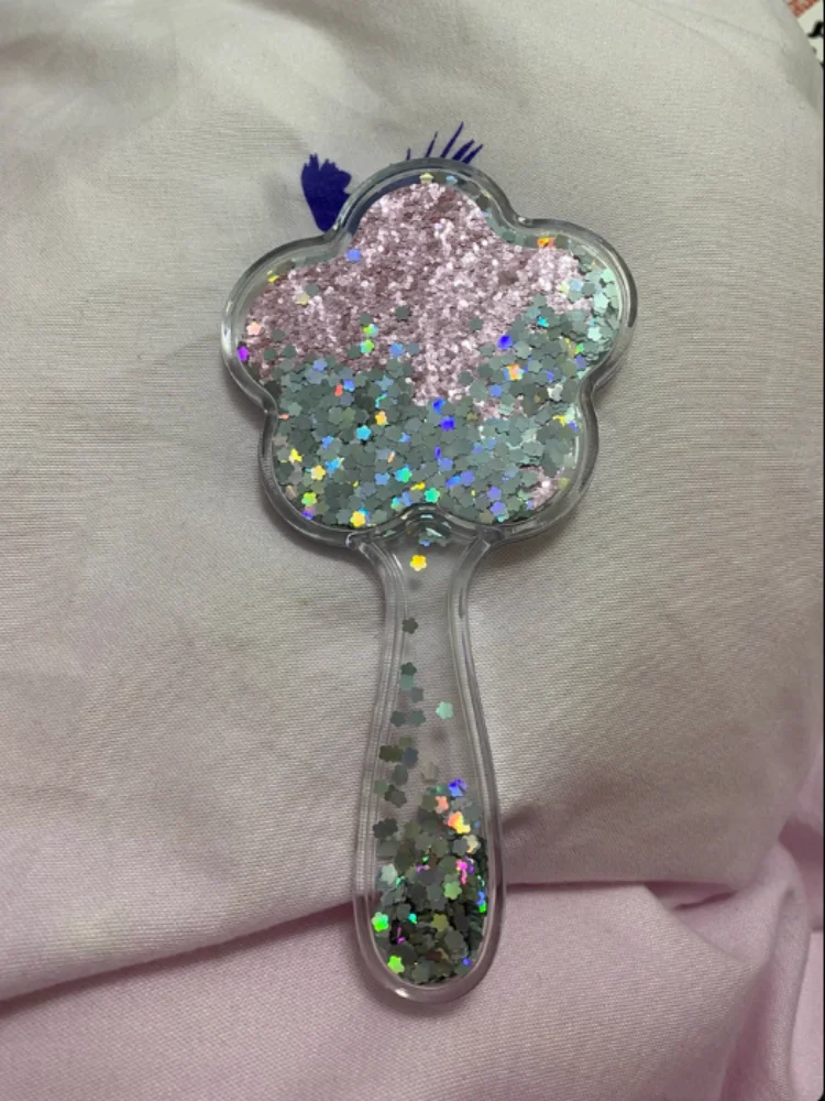 

1 шт. Массажная щетка для волос в форме сердца с воздушной подушкой, блестящая, с глиттером, для нежного распутывания волос, розовая