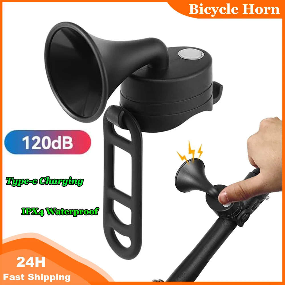 Mini Bicycle Bell USB Rechargeable Electric Horn 120dB Loud Waterproof Cycling Bell For Mountain Road Bicycle Accessories