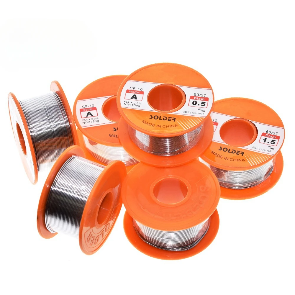 

0.6/0.8/1/1.2/1.5MM 63/37 FLUX 2.0% 45FT Tin Lead Tin Wire Melt Rosin Core Solder Soldering Wire Roll For diy