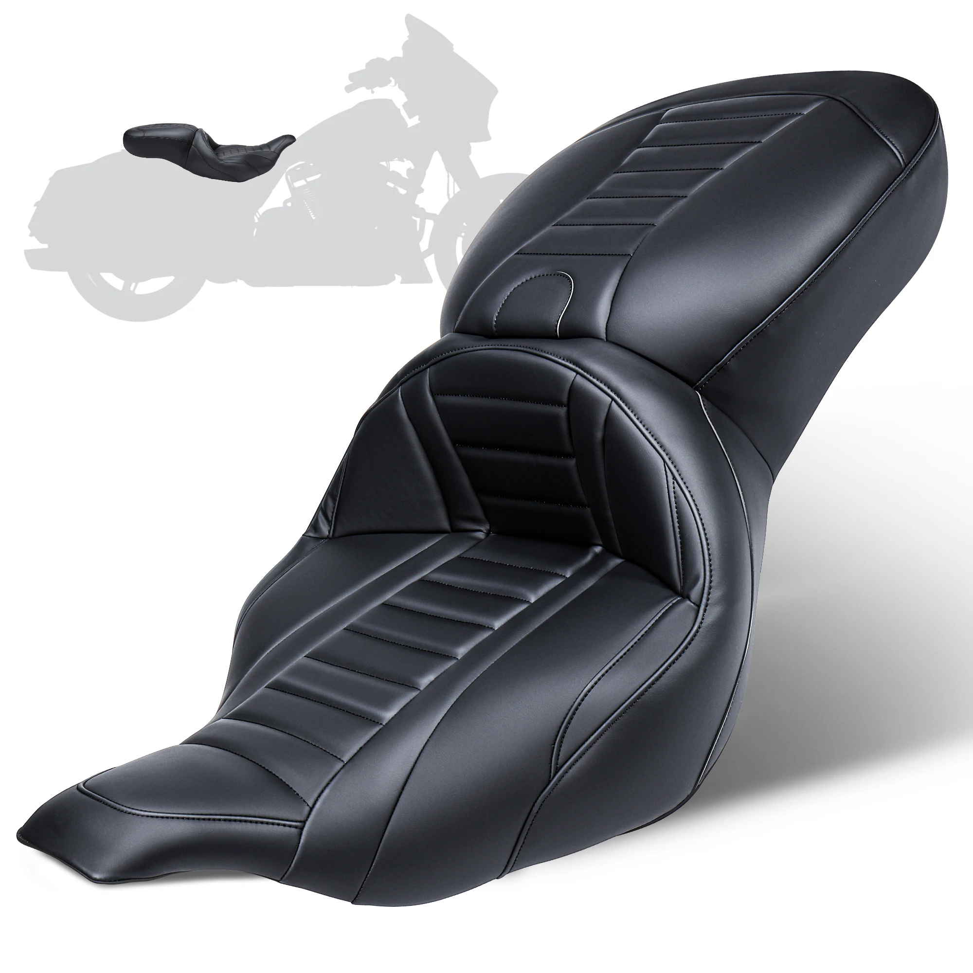 

Цельное сиденье для водителя и пассажира для Harley Road King FLHR 1997-2007 и Street Glide FLHX 2006-2007, с вышитыми полосами