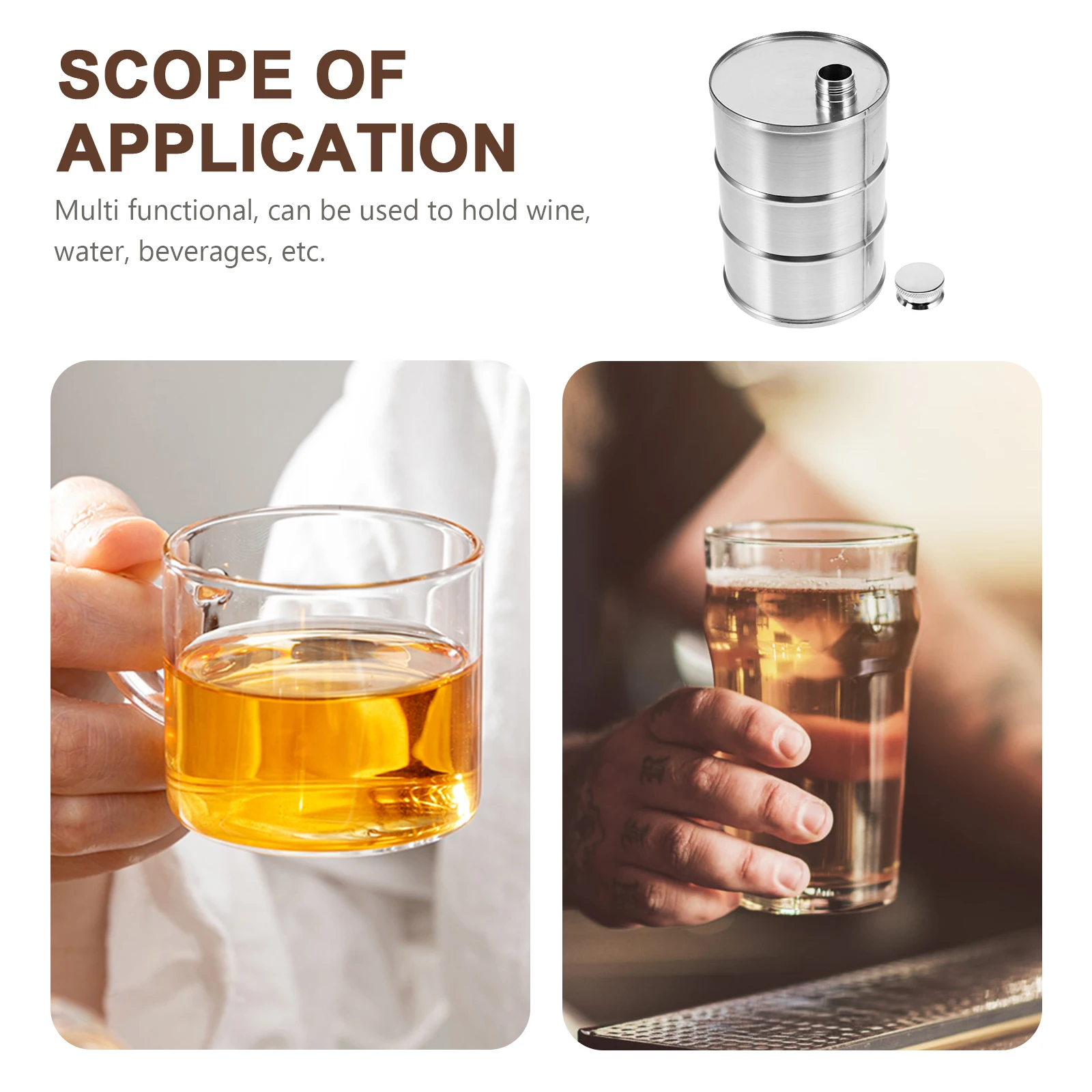 

25Oz 750Ml Oil Barrel Flask Stainless Steel Drink Container Bpa-Free Portable Water Bottle for Camping Trekking Coffee Juice